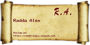 Radda Alex névjegykártya